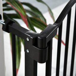 Pawhut 74-80Cm Adjustable Metal Pet Gate Safety Barrier W/ Auto-Close Door Black - thumbnail 9