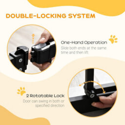 Pawhut 74-80Cm Adjustable Metal Pet Gate Safety Barrier W/ Auto-Close Door Black - thumbnail 4