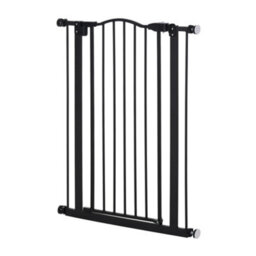 Pawhut 74-80Cm Adjustable Metal Pet Gate Safety Barrier W/ Auto-Close Door Black - thumbnail 8