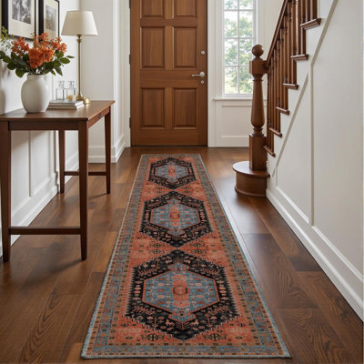 Decoranddecor Hallway Runners, Washable Rugs, Carpet Runner Rug, 60X240Cm, Non-Slip, Pet Friendly, Low Pile, Persian Rug - Lunora - image 1