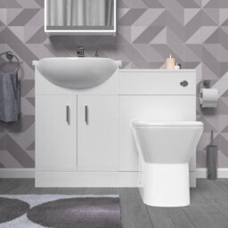 Nes Home 1050mm White Vanity Unit With Wc Unit & Rimless Back To Wall Toilet - thumbnail 2