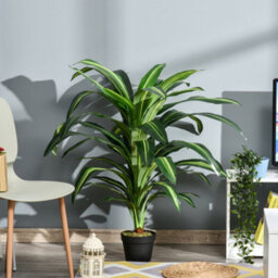 Outsunny 110Cm/3.6Ft Artificial Dracaena Plant Fake Tree Potted Home Office