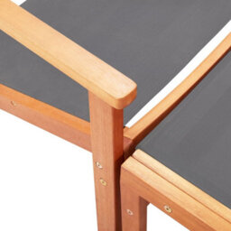 Berkfield Garden Chair With Footrest Grey Solid Eucalyptus Wood And Textilene - thumbnail 5