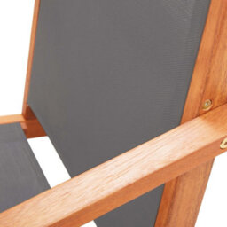 Berkfield Garden Chair With Footrest Grey Solid Eucalyptus Wood And Textilene - thumbnail 6