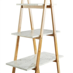 4-Tier Bamboo Ladder Shelf Marble Display Bookcase - thumbnail 6
