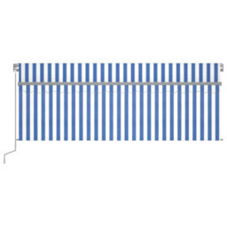 Berkfield Manual Retractable Awning With Blind&led 4X3M Blue&white - thumbnail 3