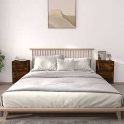 Berkfield Elegant Bedside Cabinets 2 Pcs Smoked Oak 40X35X70 Cm - thumbnail 2