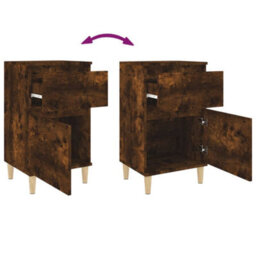 Berkfield Elegant Bedside Cabinets 2 Pcs Smoked Oak 40X35X70 Cm - thumbnail 9
