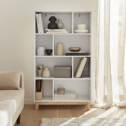 4-Shelf Scandi-Style Bookcase White - Sweeek - thumbnail 1