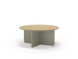 Decortie Hillary Modern Round 80Cm Coffee Table X-Base Curved Slab Legs Oak, Ash Green Living Room Office - thumbnail 2