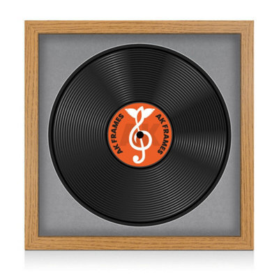 "16X16"" Oak Modern Vinyl Record Frame With Mid Grey Mount For 12 Inch Lp Disc - Ak Frames" - image 1