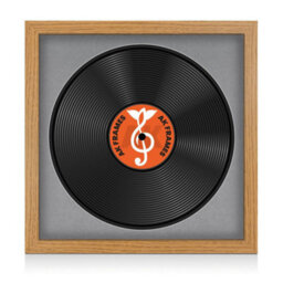 "16X16"" Oak Modern Vinyl Record Frame With Mid Grey Mount For 12 Inch Lp Disc - Ak Frames" - thumbnail 1
