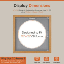 "16X16"" Oak Modern Vinyl Record Frame With Mid Grey Mount For 12 Inch Lp Disc - Ak Frames" - thumbnail 2