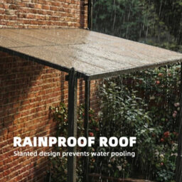 Outsunny 3.6 X 3 M Lean To Garden Pergola With Drainage Gutters, Dark Grey - thumbnail 5