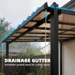 Outsunny 3.6 X 3 M Lean To Garden Pergola With Drainage Gutters, Dark Grey - thumbnail 7