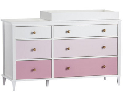 Dorel Poppy 6 Drawer Dresser With Changer White/pink - image 1