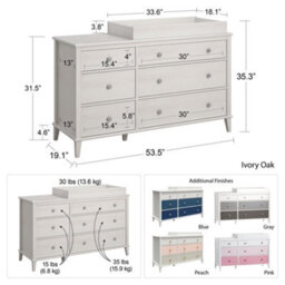 Dorel Poppy 6 Drawer Dresser With Changer White/pink - thumbnail 4
