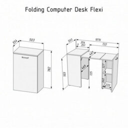 Folding Computer Desk Shefa Line Flexi White (Folding Top And Mobile Storage Unit) - thumbnail 5