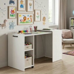 Folding Computer Desk Shefa Line Flexi White (Folding Top And Mobile Storage Unit) - thumbnail 1
