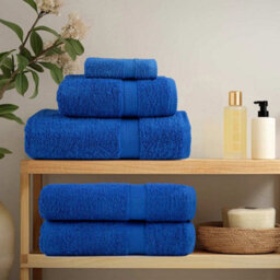 Berkfield Shower Towels 2 Pcs Blue 70X140 Cm 360 Gsm 100% Cotton - thumbnail 3