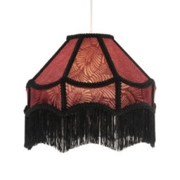 Happy Homewares Vintage Victorian Style Lamp Shade In Burgundy With Black Tassels - thumbnail 2
