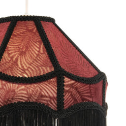Happy Homewares Vintage Victorian Style Lamp Shade In Burgundy With Black Tassels - thumbnail 3