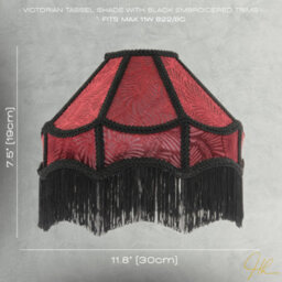 Happy Homewares Vintage Victorian Style Lamp Shade In Burgundy With Black Tassels - thumbnail 7