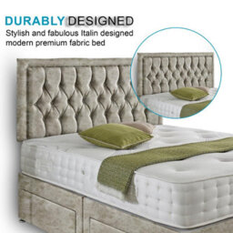 Dining Tables Lisbon Matching Headboard Divan Set, 2 Drawer On Same Side With Sprung 1500 Comfort Mattress - Crushed Champagne - King - thumbnail 3