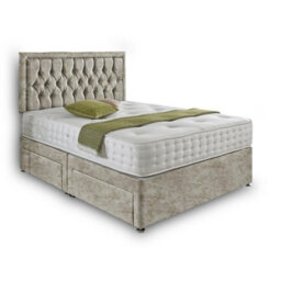 Dining Tables Lisbon Matching Headboard Divan Set, 2 Drawer On Same Side With Sprung 1500 Comfort Mattress - Crushed Champagne - King - thumbnail 4
