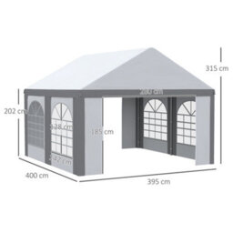 Outsunny 4 X 4M Party Tent, Marquee Gazebo With Sides, Windows And Double Doors - thumbnail 3