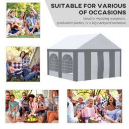Outsunny 4 X 4M Party Tent, Marquee Gazebo With Sides, Windows And Double Doors - thumbnail 4