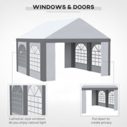 Outsunny 4 X 4M Party Tent, Marquee Gazebo With Sides, Windows And Double Doors - thumbnail 5