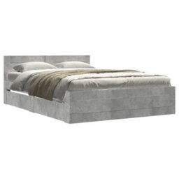 Walplus Bed Frame With Headboard Without Mattress Concrete Grey 120X190 Cm Small Double - thumbnail 2