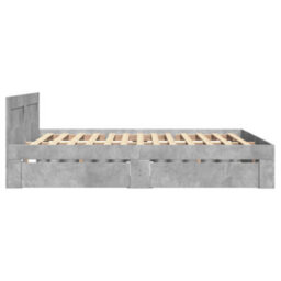 Walplus Bed Frame With Headboard Without Mattress Concrete Grey 120X190 Cm Small Double - thumbnail 6