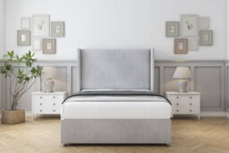 "Sloomy Devonshire Silver Naples Divan Bed Base 2 Drawers Foot-End With 54"" Wingback Headboard 5' King" - thumbnail 2