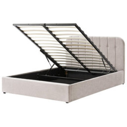 Beliani Ottoman Bed Chenille Challans 160 X 200 Cm (Eu King Size) Taupe - thumbnail 1