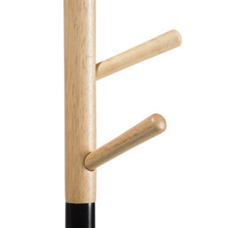 Wyld and Coco Lumina Coat Stand - Freestanding Light Wood And Black Jacket Rack For Hallway, Six Hooks, Tall Narrow Frame - thumbnail 3