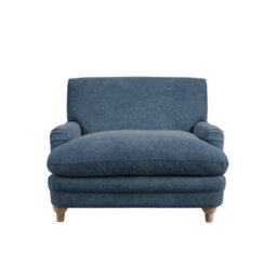 LPD Plumpton Chair Denim Blue Coloured Chenille Fabric With Oak Wooden Legs - thumbnail 1