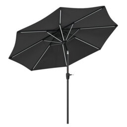 Living And Home 3M Large Garden Solar Led Lights Parasol Outdoor Patio Umbrella Sun Shade Crank Tilt No Base, Dark Grey - thumbnail 3