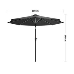 Living And Home 3M Large Garden Solar Led Lights Parasol Outdoor Patio Umbrella Sun Shade Crank Tilt No Base, Dark Grey - thumbnail 7