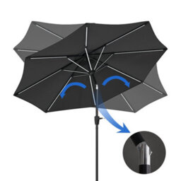 Living And Home 3M Large Garden Solar Led Lights Parasol Outdoor Patio Umbrella Sun Shade Crank Tilt No Base, Dark Grey - thumbnail 5