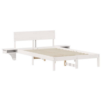 Berkfield Modern Bed Frame With Bedside Tables White Solid Pine Wood - image 1