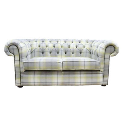 Chesterfield Genuine Tartan 2 Seater Sofa Balmoral Citrus Green Fabric In Classic Style - image 1