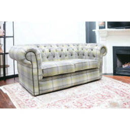 Chesterfield Genuine Tartan 2 Seater Sofa Balmoral Citrus Green Fabric In Classic Style - thumbnail 6
