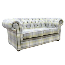 Chesterfield Genuine Tartan 2 Seater Sofa Balmoral Citrus Green Fabric In Classic Style - thumbnail 3