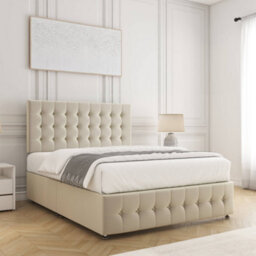 Bsspoke Eva Divan Bed Set Cream Plush Velvet 24Inch Headboard & Footboard No Mattress No Drawers In Single Double King 4Ft 6Ft - thumbnail 3