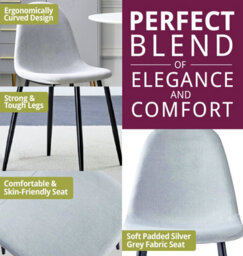 Hallowood Furniture Dudley 1.8M Dining Table Set With 4 Silver Grey Fabric Chairs - thumbnail 5