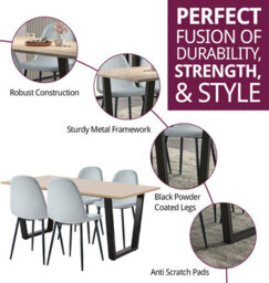 Hallowood Furniture Dudley 1.8M Dining Table Set With 4 Silver Grey Fabric Chairs - thumbnail 2