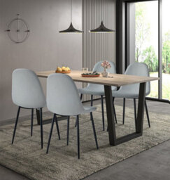 Hallowood Furniture Dudley 1.8M Dining Table Set With 4 Silver Grey Fabric Chairs - thumbnail 1