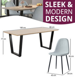 Hallowood Furniture Dudley 1.8M Dining Table Set With 4 Silver Grey Fabric Chairs - thumbnail 3